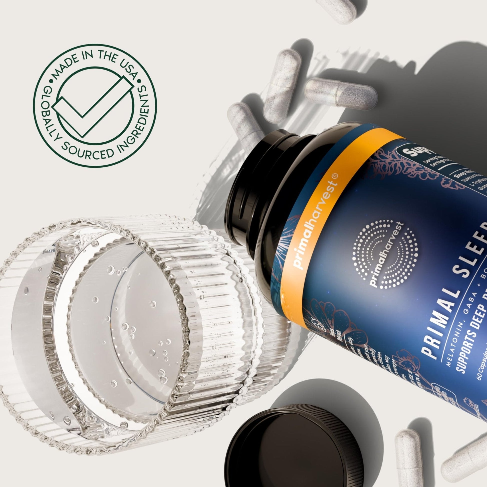 Primal Harvest Primal Sleep Support Supplement for Adults with Melatonin, GABA, Valerian Root, L-Tryptophan, Magnesium Bisglycinate Chelate - Maple Wellness Supplements