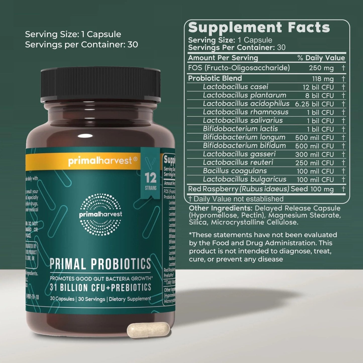 Primal Harvest Probiotics for Women and Men Shelf-Stable with Prebiotics Daily Supplement for Adults 60 Capsules (2 Pack) - Maple Wellness Supplements