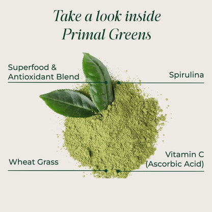 Primal Harvest Super Greens Powder, 30 Servings w/+50 Greens Superfood Chlorella, Probiotics, Green Tea, Wheatgrass, - Maple Wellness Supplements