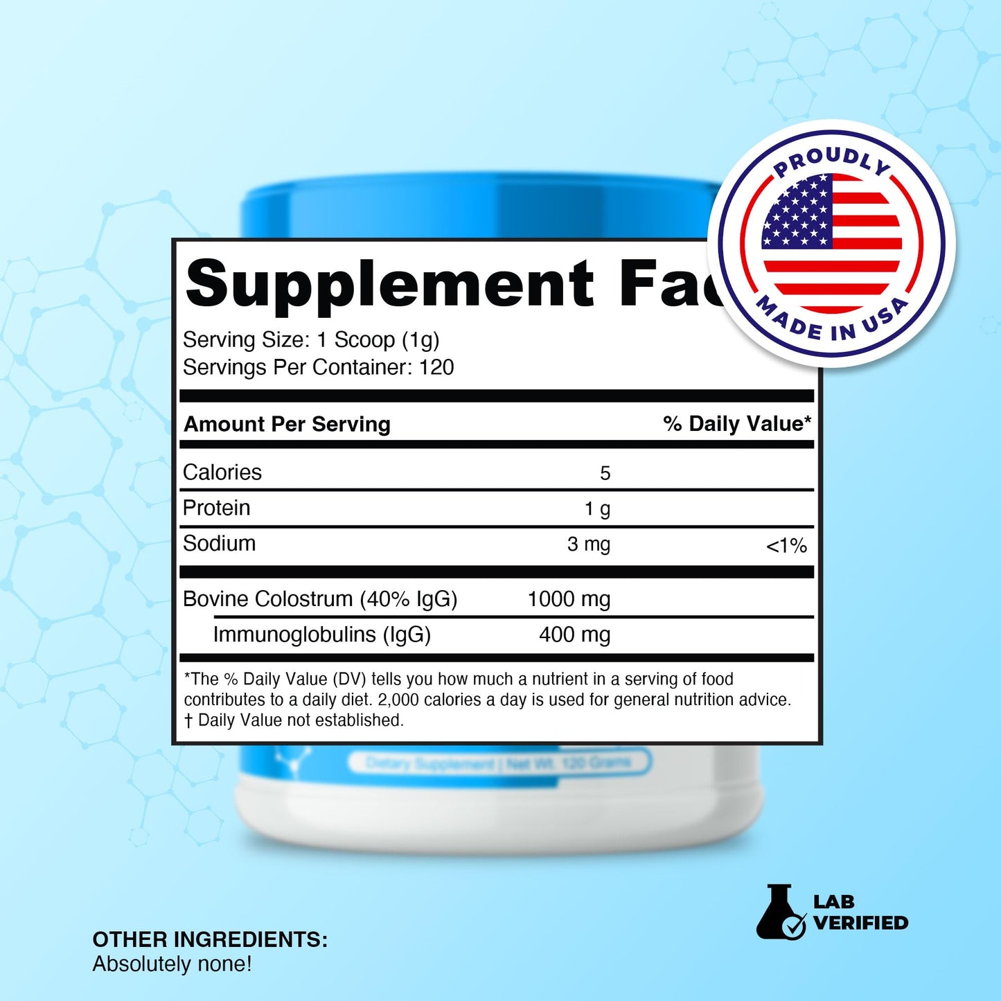 Prime Powders Colostrum Over 40% IgG, Grass Fed, Gut Health, Bloating Immunity Skin - Maple Wellness Supplements