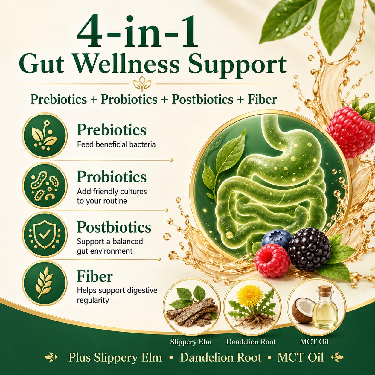 PRIMEHAVEN Probiotic Kombucha Gummies - Prebiotics, Probiotics, Postbiotics, Fiber Supplement, Slippery Elm, Dandelion Root, for Bloating, Gut Health - Maple Wellness Supplements