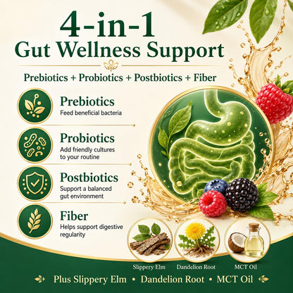 PRIMEHAVEN Probiotic Kombucha Gummies - Prebiotics, Probiotics, Postbiotics, Fiber Supplement, Slippery Elm, Dandelion Root, for Bloating, Gut Health - Maple Wellness Supplements