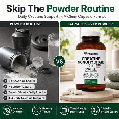 PRISTINE'S Creatine Monohydrate Capsules for Women & Men - NSF Certified 75 Day Supply 3G Creatine Pills for Women - Cognitive & Athletic Performance Support - Maple Wellness Supplements