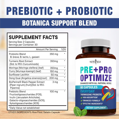 Pro Optimize Probiotics for Women, Menopause, 70 Billion CFU, Digestive Health - Relief for Bloating, Hot Flashes, Joint Support, Night Sweats - Gut Health & Metabolism - Dong Quai (120 (Pack of 2)) - Maple Wellness Supplements