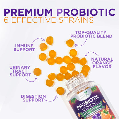 Probiotic Gummies - Advanced Multi-Strain Probiotic Formula - Gut & Digestive Health Support Gummy - Bacillus Coagulans 5 Billion CFU Per Serving, Daily Acidophilus Probiotics Supplement - 120 Gummies - Maple Wellness Supplements