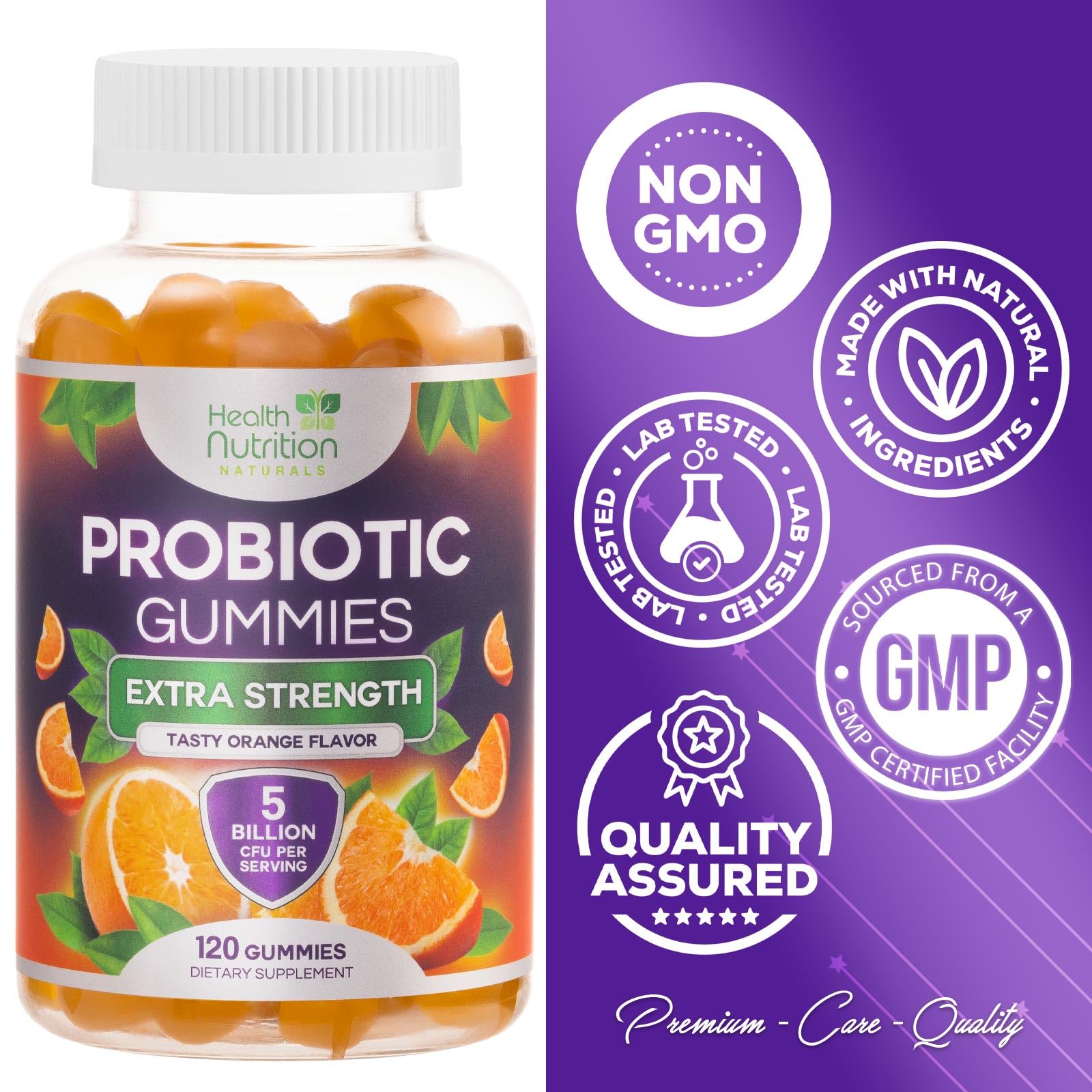 Probiotic Gummies - Advanced Multi-Strain Probiotic Formula - Gut & Digestive Health Support Gummy - Bacillus Coagulans 5 Billion CFU Per Serving, Daily Acidophilus Probiotics Supplement - 120 Gummies - Maple Wellness Supplements