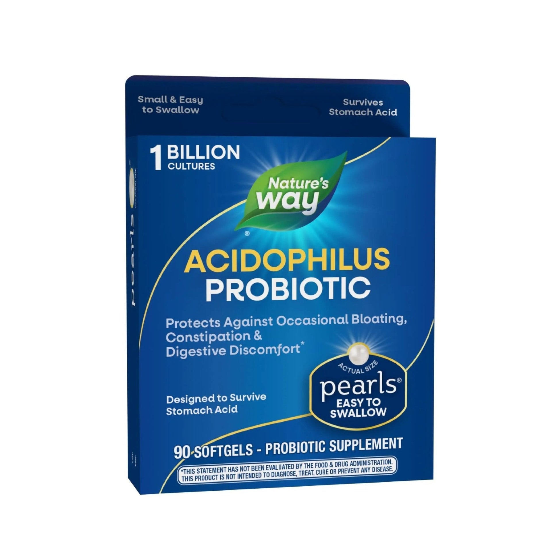 Probiotic Pearls Acidophilus Once Daily Probiotic Supplement, 1 Billion Live Cultures, Survives Stomach Acid, No Refrigeration, 90 Softgels - Maple Wellness Supplements