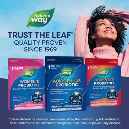 Probiotic Pearls Acidophilus Once Daily Probiotic Supplement, 1 Billion Live Cultures, Survives Stomach Acid, No Refrigeration, 90 Softgels - Maple Wellness Supplements