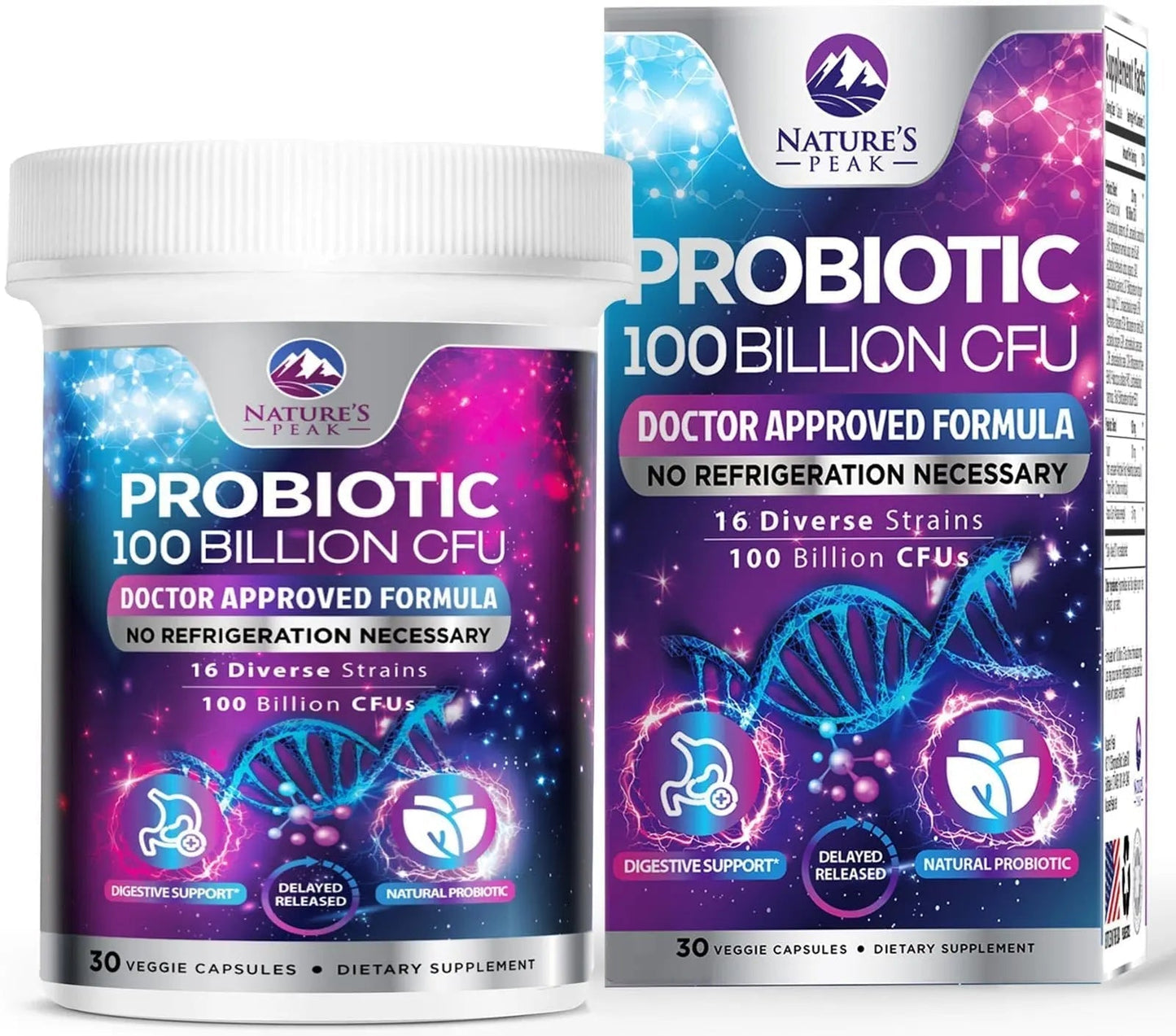 Probiotics 100 Billion CFU - 16 Premium Strains + Prebiotics - Best Probiotics for Women & Men - Supports Immune, Digestive & Gut Health, Supports Occasional Constipation, Gas & Bloating - 30 Capsules - Maple Wellness Supplements