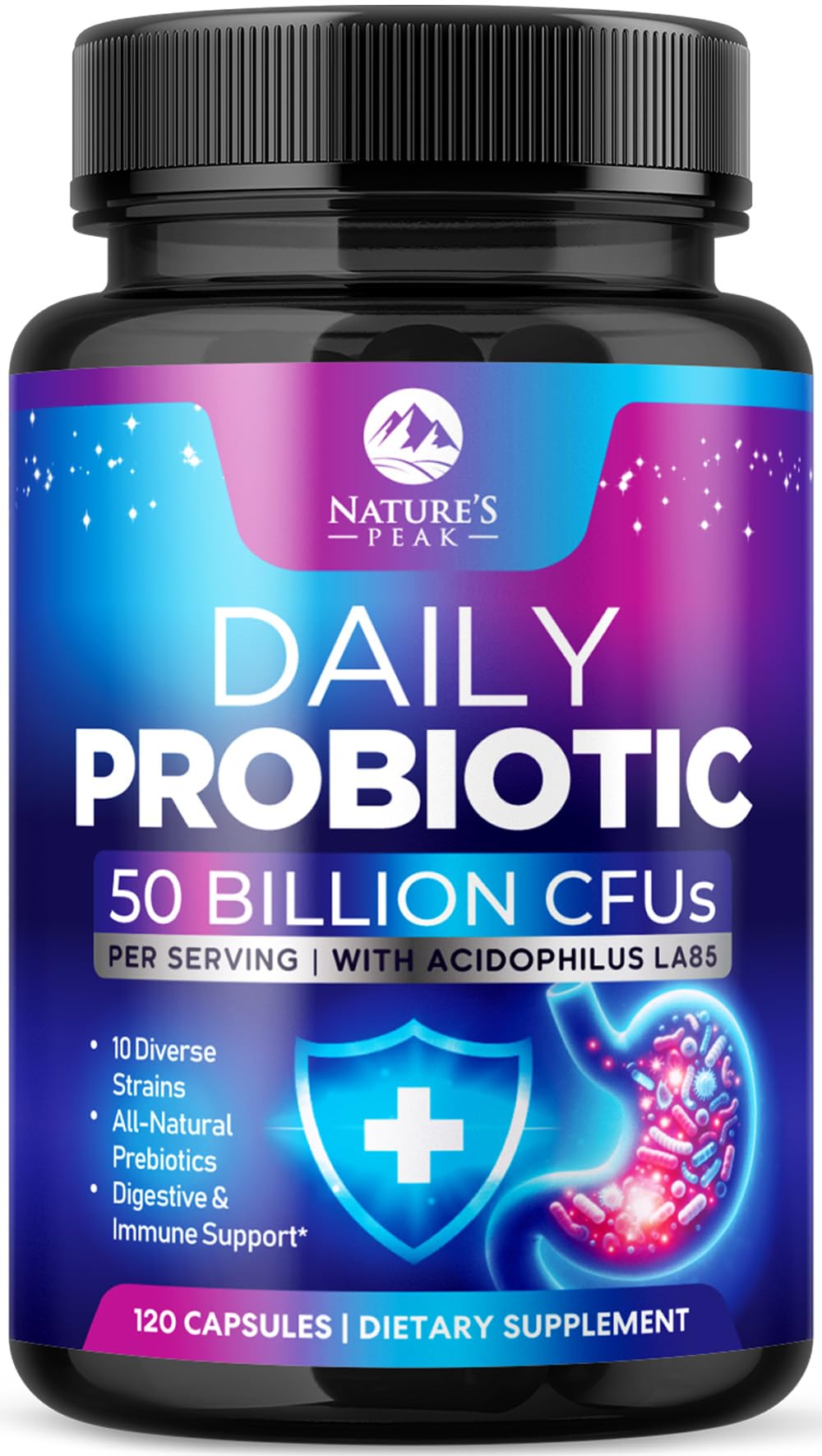 Probiotics 50 Billion CFU Per Serving - 10 Premium Strains + Digestive Enzymes & Prebiotics - Best Probiotic for Women & Men, Supports Immune, - Maple Wellness Supplements