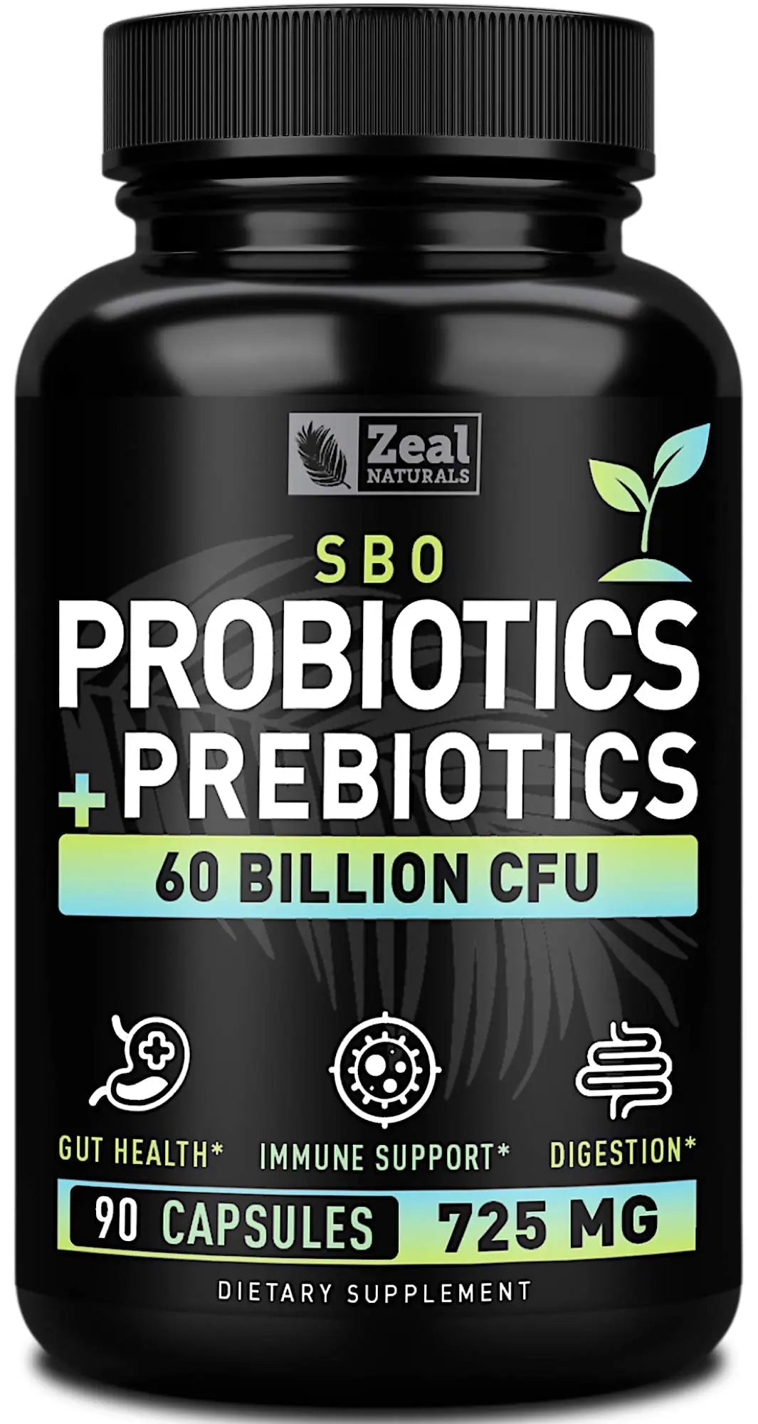Probiotics and Prebiotics + SBO Probiotics (60 Billion CFU | 90 Capsules) Acidophilus Probiotic w. Saccharomyces Boulardii, Bifidobacterium + Spore Probiotic & Organic Sprouted Prebiotic Fiber Blend - Maple Wellness Supplements