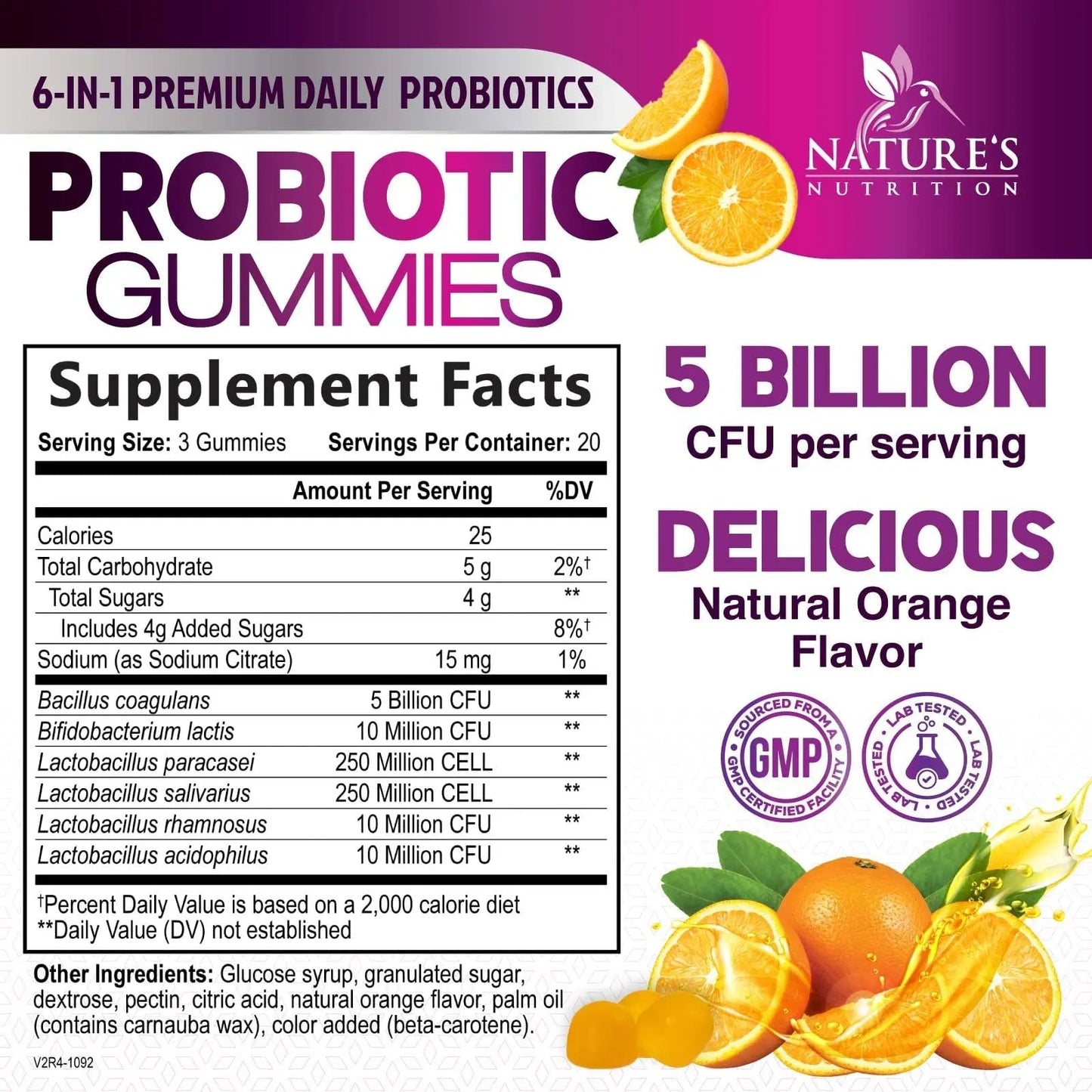 Probiotics for Digestive Health Gummies 5 Billion CFU - 6 Unique Strains for Daily Immune Support & Gut Health, Constipation, Gas & Bloating - Best Probiotic Supplement for Women & Men - 60 Gummies - Maple Wellness Supplements