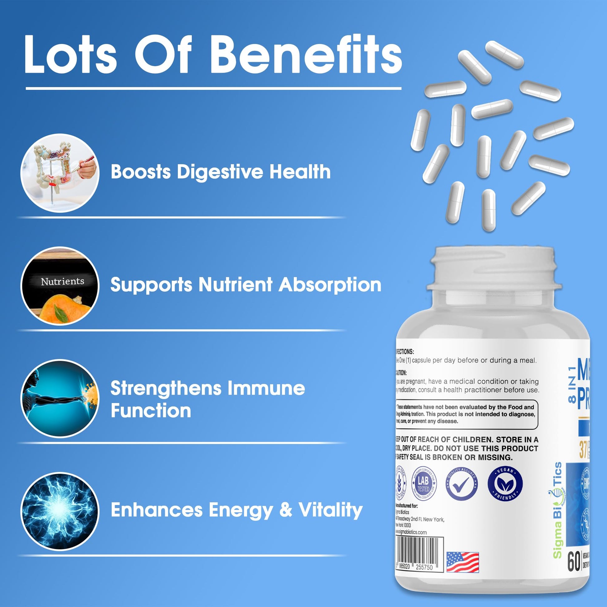 Probiotics for Men - 150 Billion CFU Acidophilus Capsules with Prebiotics & Postbiotics - Supports Gut Microbiome, Colon & Immune Health - Maple Wellness Supplements