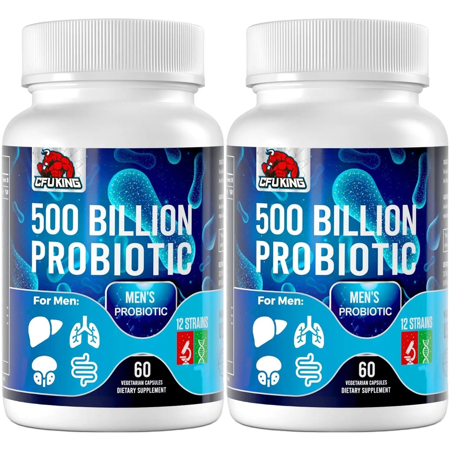 Probiotics for Men, 500 Billion CFU & 12 Mens Probiotic for Digestive Health + 4 Organic Prebiotic Fiber, for Digestive, Gut, Immune Health, Bloating, Gas, Energy Support, Shelf Stable - 120 Capsules - Maple Wellness Supplements