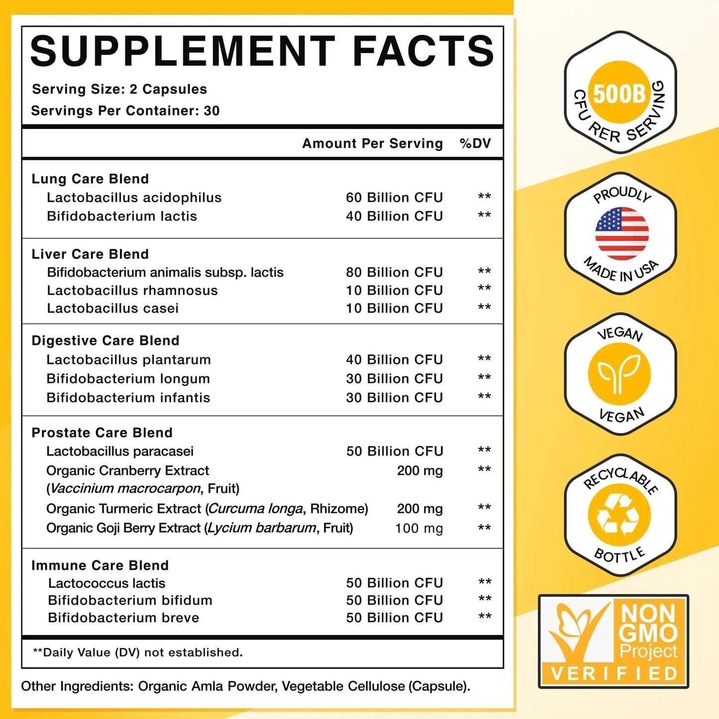 Probiotics for Men, 500 Billion CFUs & 12 Strains Mens Probiotic with Turmeric Cranberry, Goji, Gut Health for Men, for Digestive Health, Gut, Bloating & Gas, Immune, Energy Support, 120-Day Supply - Maple Wellness Supplements