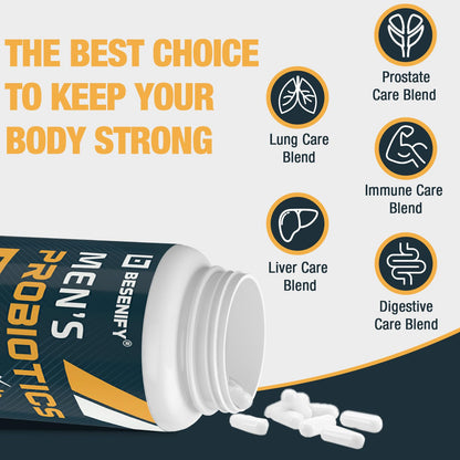 Probiotics for Men, 500 Billion CFUs & 12 Strains, Men's Probiotic with Turmeric, Cranberry, Goji - Probiotics for Digestive Health, Immune, Stomach, - Maple Wellness Supplements