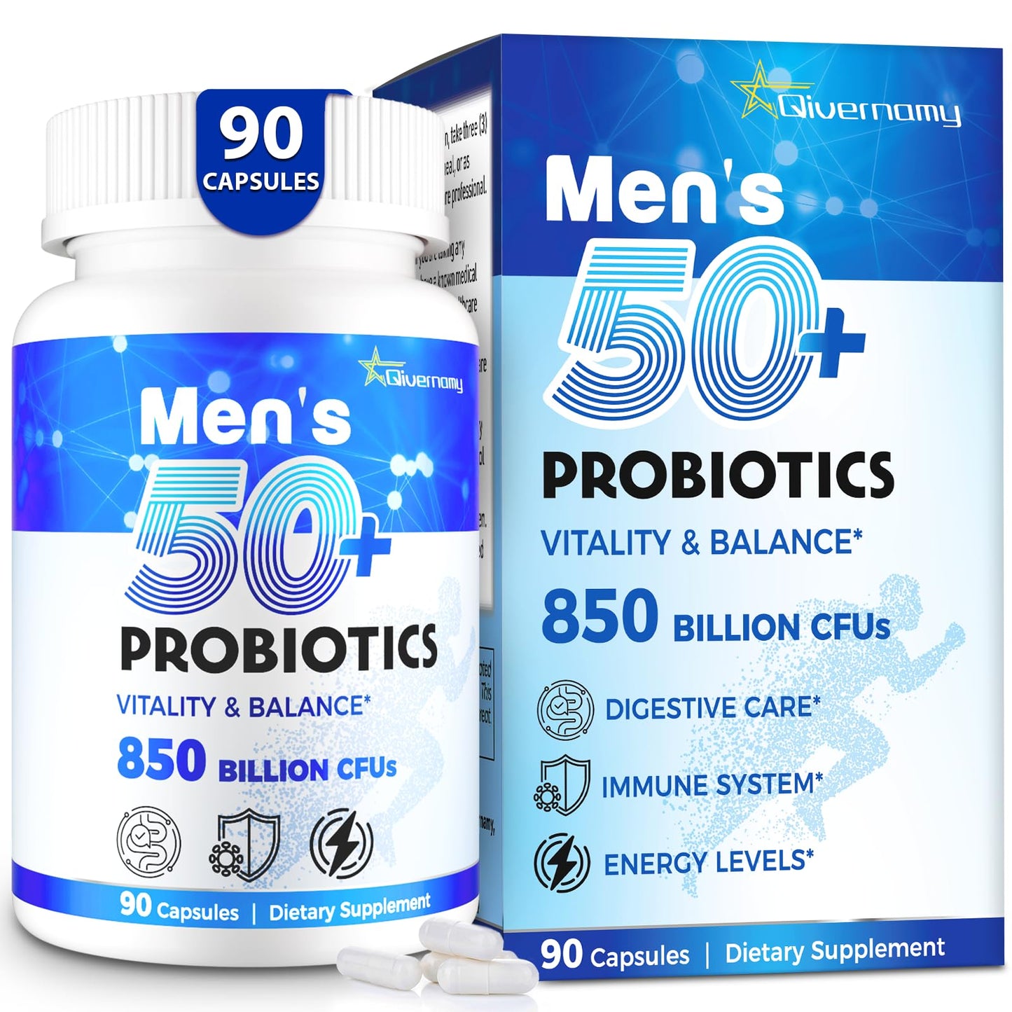Probiotics for Men, Advanced 50+ Mens Probiotic, Comprehensive Gut & Energy Support with 850 Billion CFU, 1800mg Prebiotics Fiber – Tailored Wellness mens probiotics - Maple Wellness Supplements
