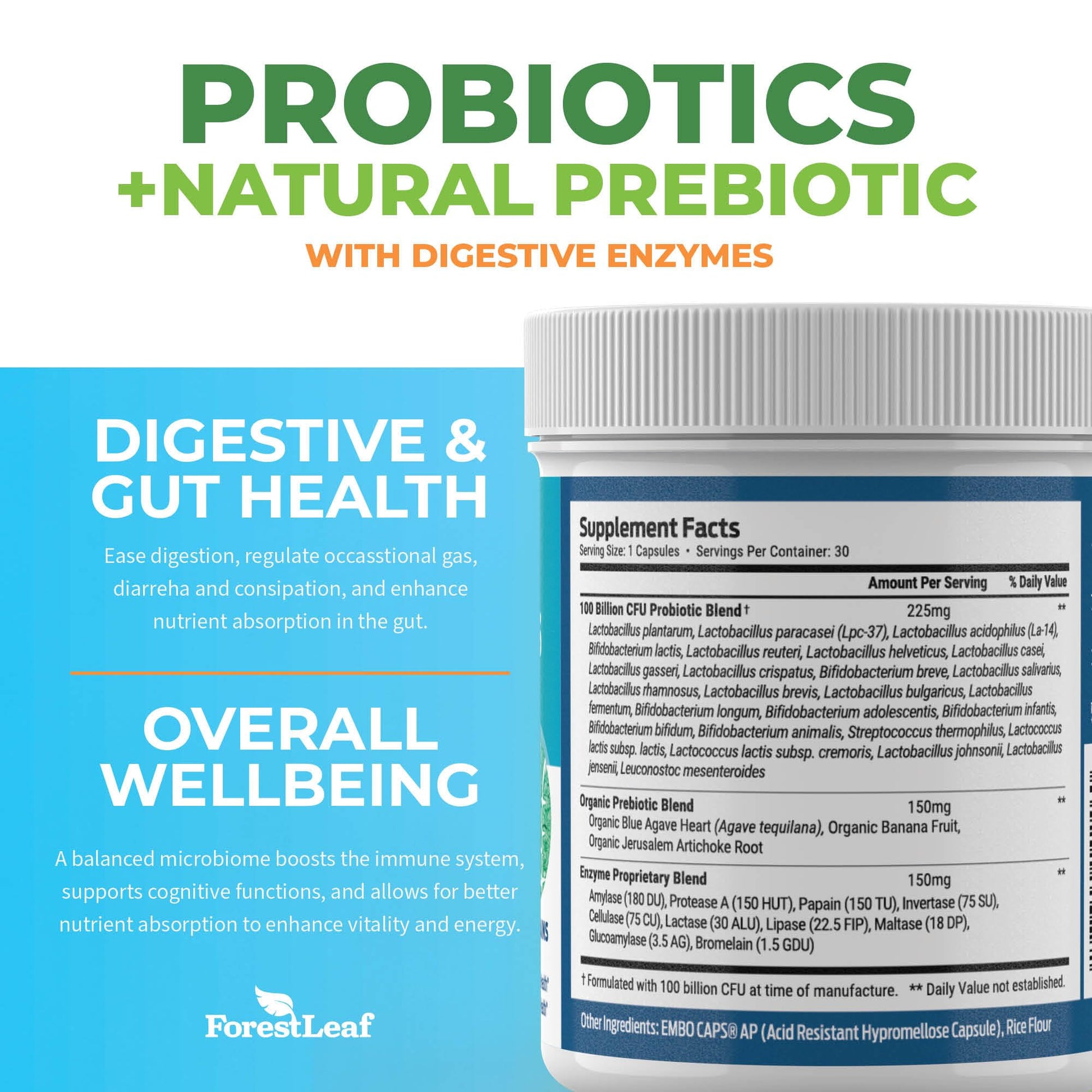 Probiotics for Men and Women, 100 Billion CFU, 26 Unique Strains, Men's and Women's Probiotic and Prebiotics Support Digestive Health, Gut Wellness, Energy, - Maple Wellness Supplements