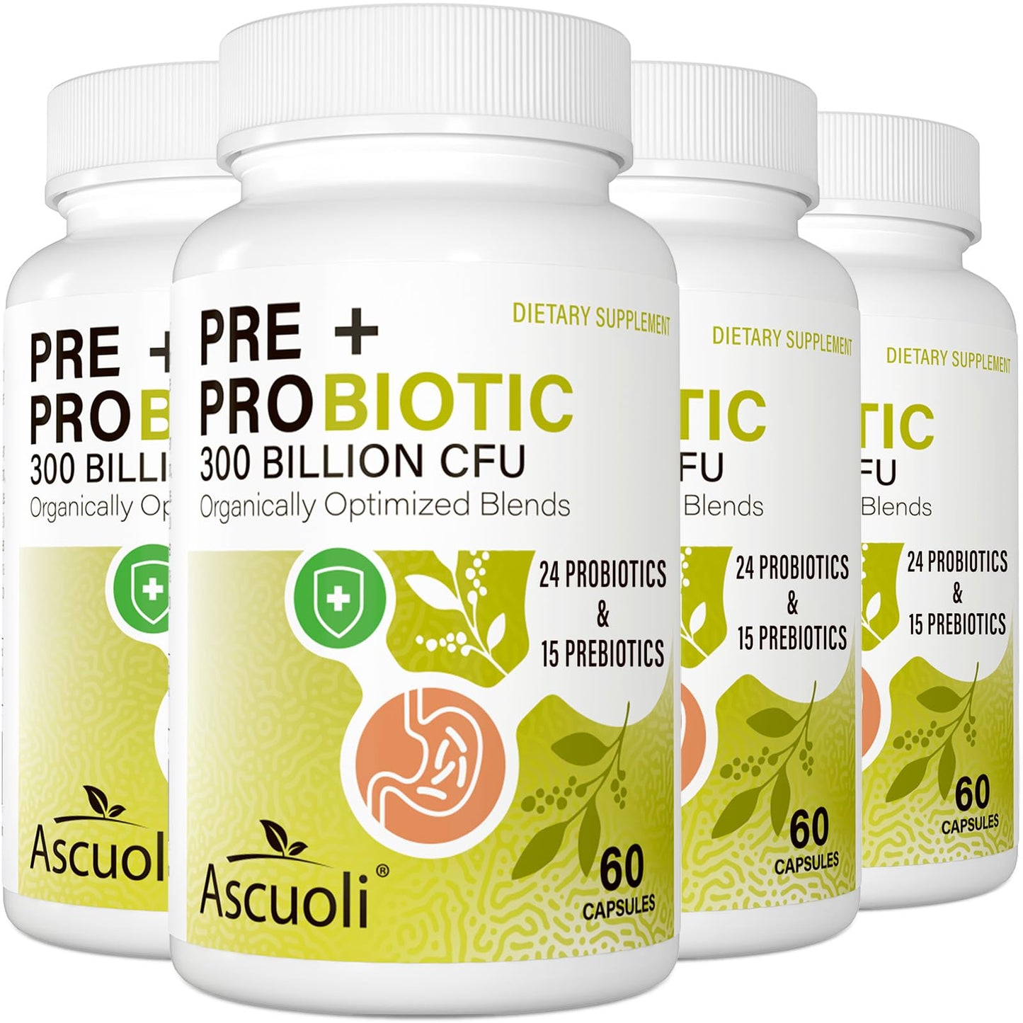 Probiotics for Women & Men - 300 Billion CFU, 24 Strains + 15 Organic Herbs Prebiotics Blend, Daily Probiotic for Digestive Health, Immune, Gut, Bloating - Maple Wellness Supplements