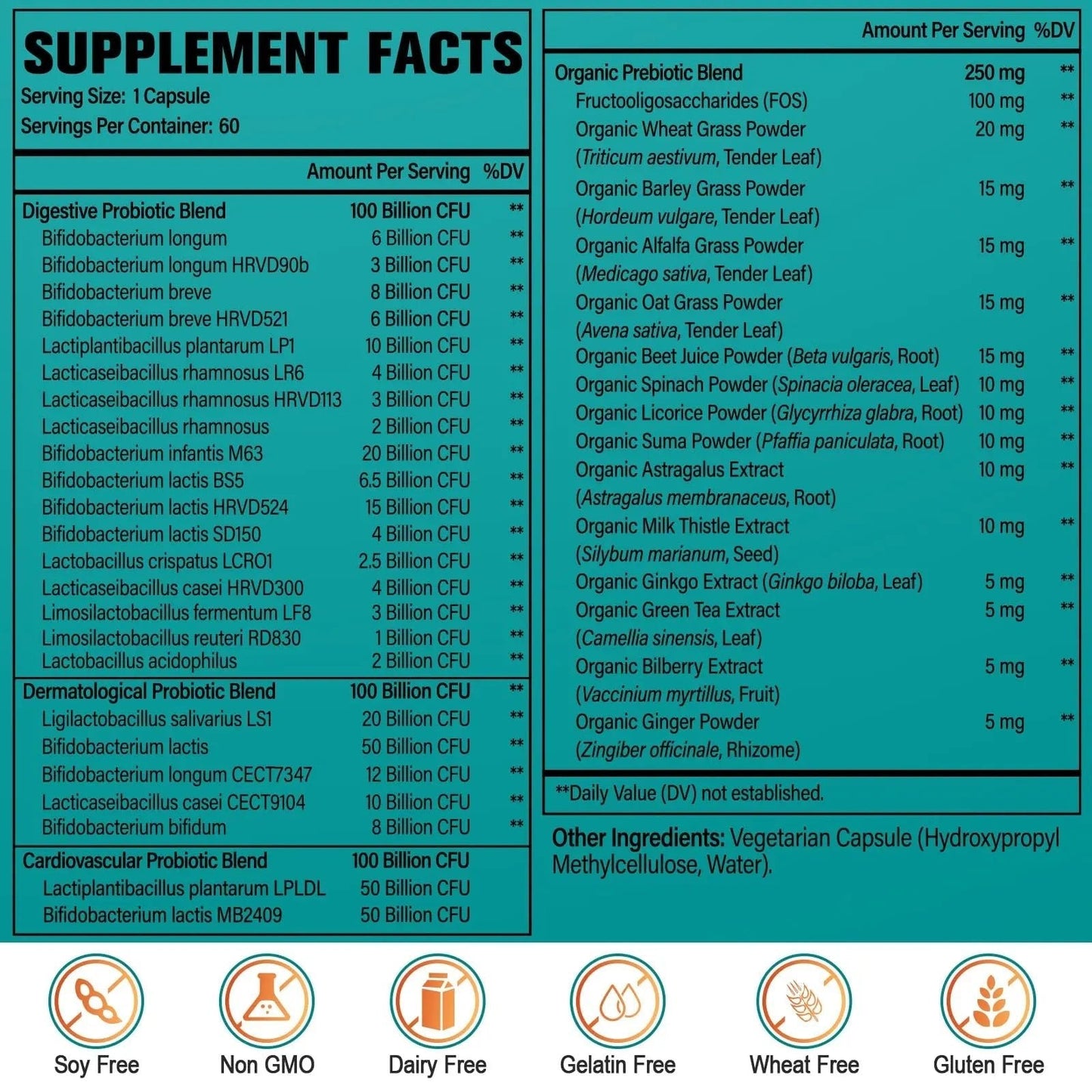 Probiotics for Women & Men - 300 Billion CFU, 24 Strains Probiotic + 15 Organic Herbs Prebiotics Blend, for Overall Digestive Gut Health, Immune, Constipation & Bloating, Shelf Stable - 4 Month Supply - Maple Wellness Supplements
