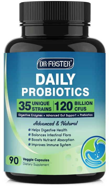 Probiotics for Women-Men Digestive Health with 120 Billion CFUs, Prebiotics and Probiotics for Women-Men, Digestive Enzymes, Nutrient Absorption, Immune Support - Maple Wellness Supplements