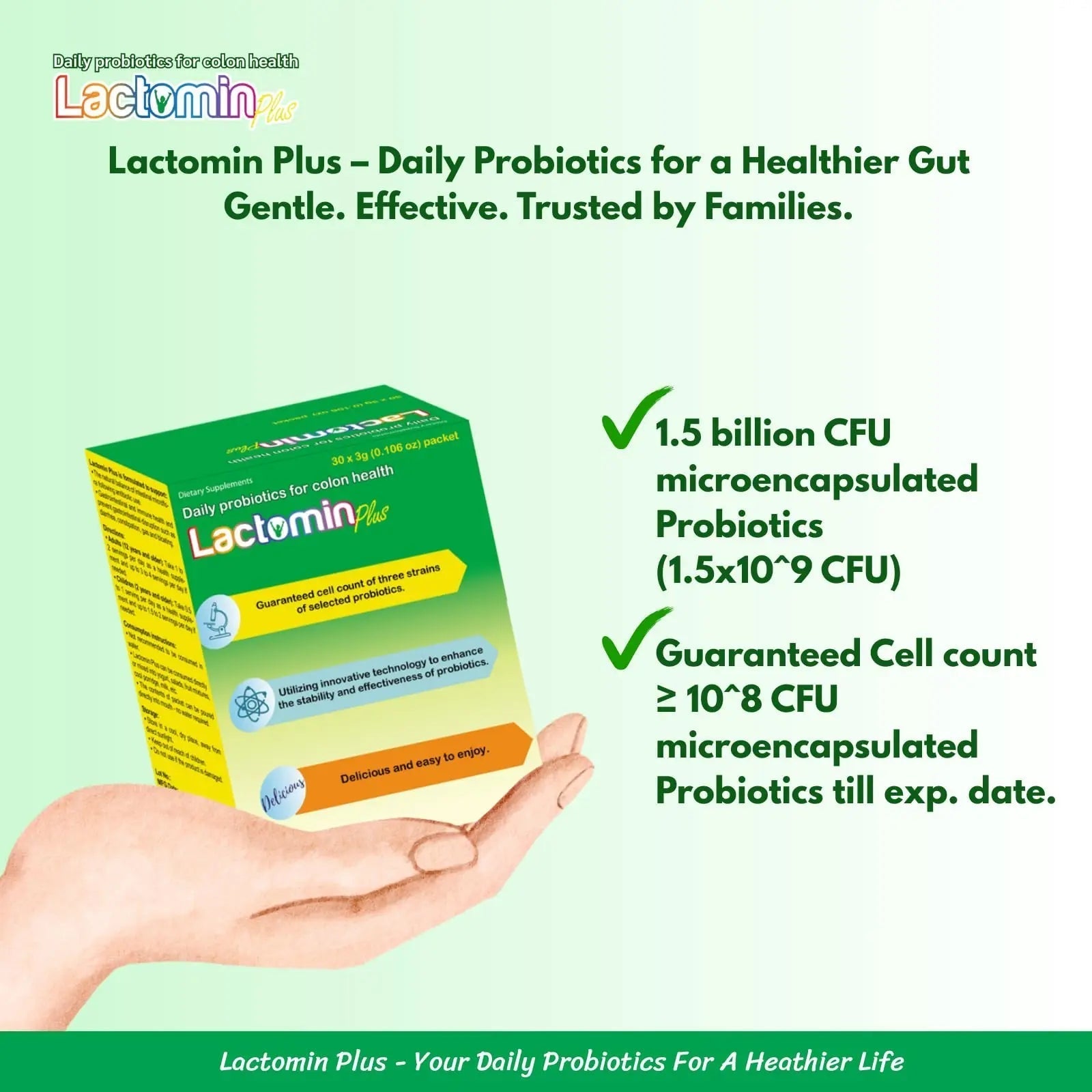 Probiotics - LactominPlus-3 Probiotics Strains - Powder - Sweet Yogurt Flavor - 30 Sticks x 3g (1month), 1.5 Billion CFU, with Prebiotics(FOS), Constipation & Bloating Relief, Microencapsulated - Maple Wellness Supplements