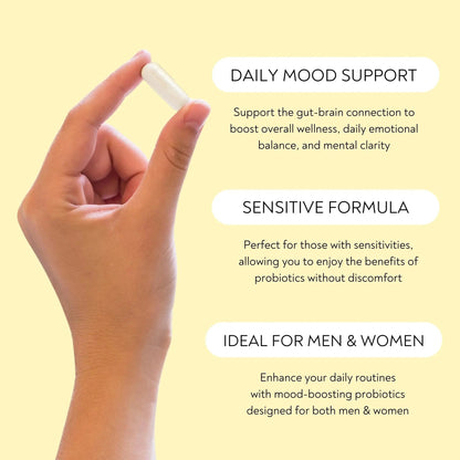 Probiotics - Mood Super Strains Probiotic - Naturally Supports Digestion & Mood - Histamine-Free Probiotics w/ L Rhamnosus GG, Shelf Stable Probiotic Supplement, 60 Day Supply, Non-GMO, VEGAN - Maple Wellness Supplements