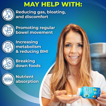 Probiotics with Digestive Enzymes and Prebiotic for Women and Men - 3-In-1 Vegan Probiotic Prebiotic Multi Enzyme Complex for Gut Health - Maple Wellness Supplements