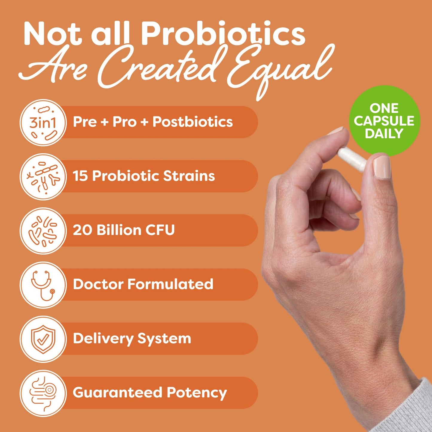 Probulin Total Care Probiotic Supplement, Daily Gut, Digestive, and Immune Health Probiotics Capsules for Men and Women, 20 Billion CFU, Vegan, 90 Count Bottle - Maple Wellness Supplements
