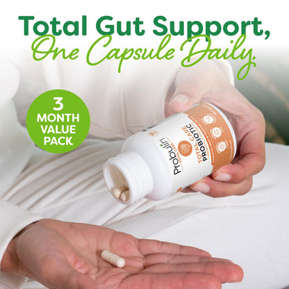 Probulin Total Care Probiotic Supplement, Daily Gut, Digestive, and Immune Health Probiotics Capsules for Men and Women, 20 Billion CFU, Vegan, 90 Count Bottle - Maple Wellness Supplements