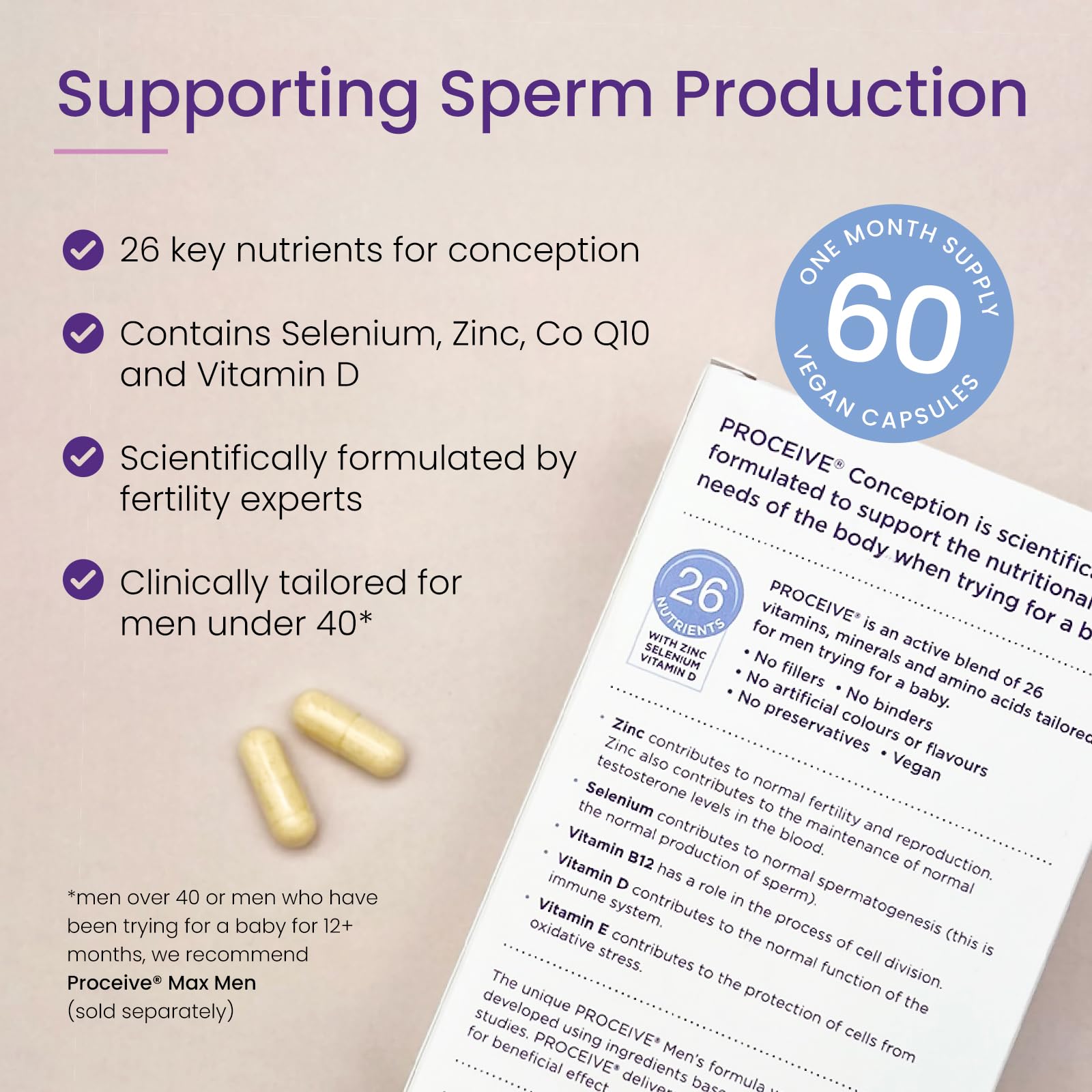 Proceive® Men Fertility Supplement for Conception - Vitamins & Minerals for Men Trying - Maple Wellness Supplements