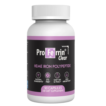 Proferrin Clear Heme Iron Supplement, 90 Capsules- Superior Absorption, Easy on The Gut, Natural, Made in The US - Maple Wellness Supplements