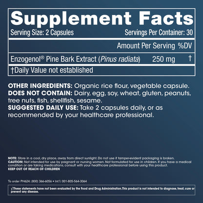 ProHealth Enzogenol Pine Bark Extract | 60 Capsules | New Zealand Sourced Antioxidant Support | Triple 3rd Party Tested, GMP Manufactured in The USA - Maple Wellness Supplements