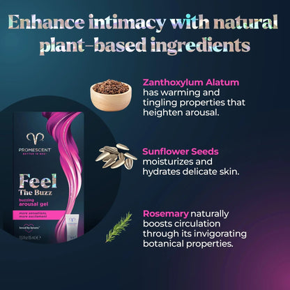 Promescent Buzzing Gel for Women – Arousal Enhancing Intimate Lubricant, Non-Sticky & Long-Lasting, Personal Lube for Increased Heightened Feeling, 75 Uses (15ml) - Maple Wellness Supplements