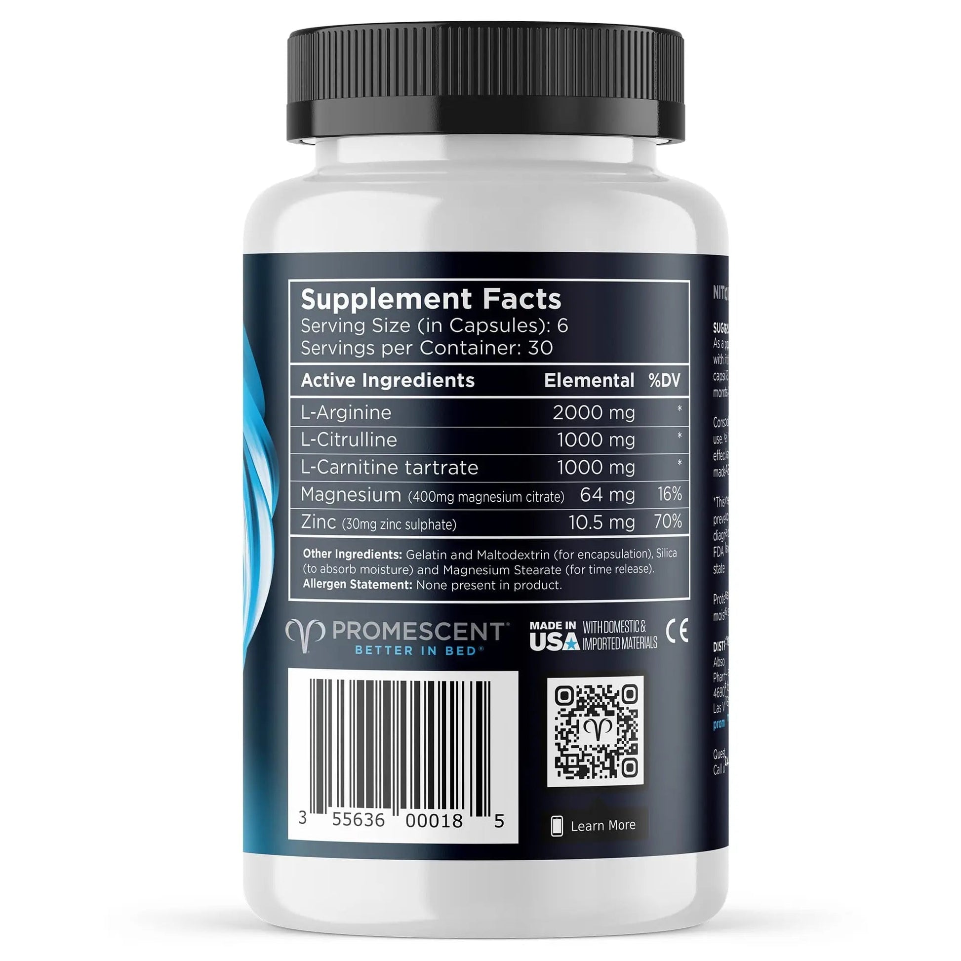 Promescent VitaFLUX Nitric Oxide Supplements for Men, Fast Acting Male Enhancing Pills for Stamina, Size & Performance, L-Arginine L-Citrulline L-Carnitine (30 Servings) - Maple Wellness Supplements