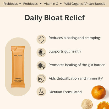 ProMix Nutrition Debloat Prebiotics and Probiotics with Baobab - Rich in Vitamin C, Bloating Relief, Immune Support - Maple Wellness Supplements