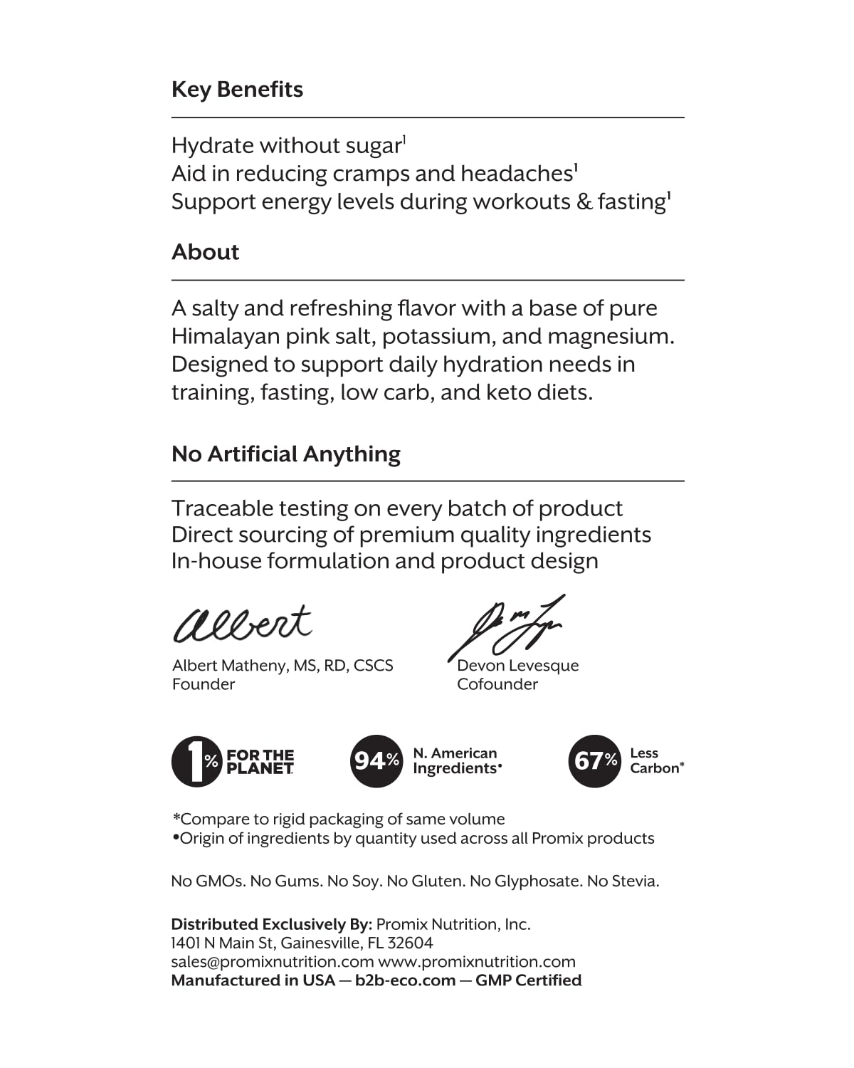 ProMix Nutrition Electrolytes Powder Hydration Packets - Himalayan Pink Salt, Magnesium, Potassium, Vitamin C - Salted Watermelon, - Maple Wellness Supplements