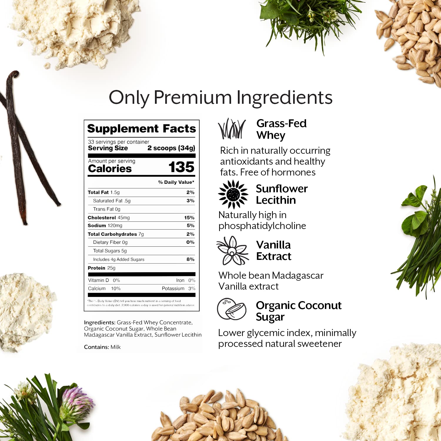 Promix Whey Protein Powder, Vanilla - 2.5lb Bulk - Grass-Fed & 100% All Natural - Maple Wellness Supplements