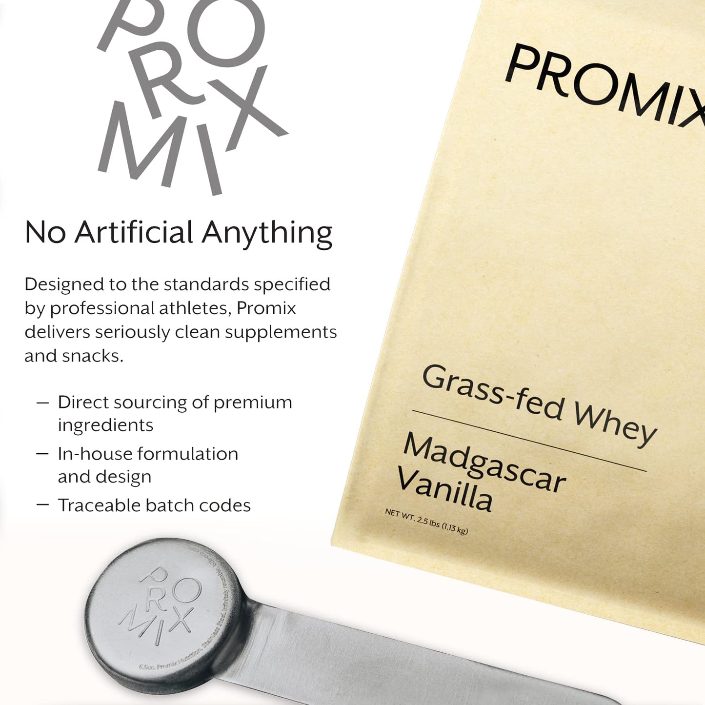 Promix Whey Protein Powder, Vanilla - 5lb Bulk - Grass-Fed & 100% All Natural - Maple Wellness Supplements