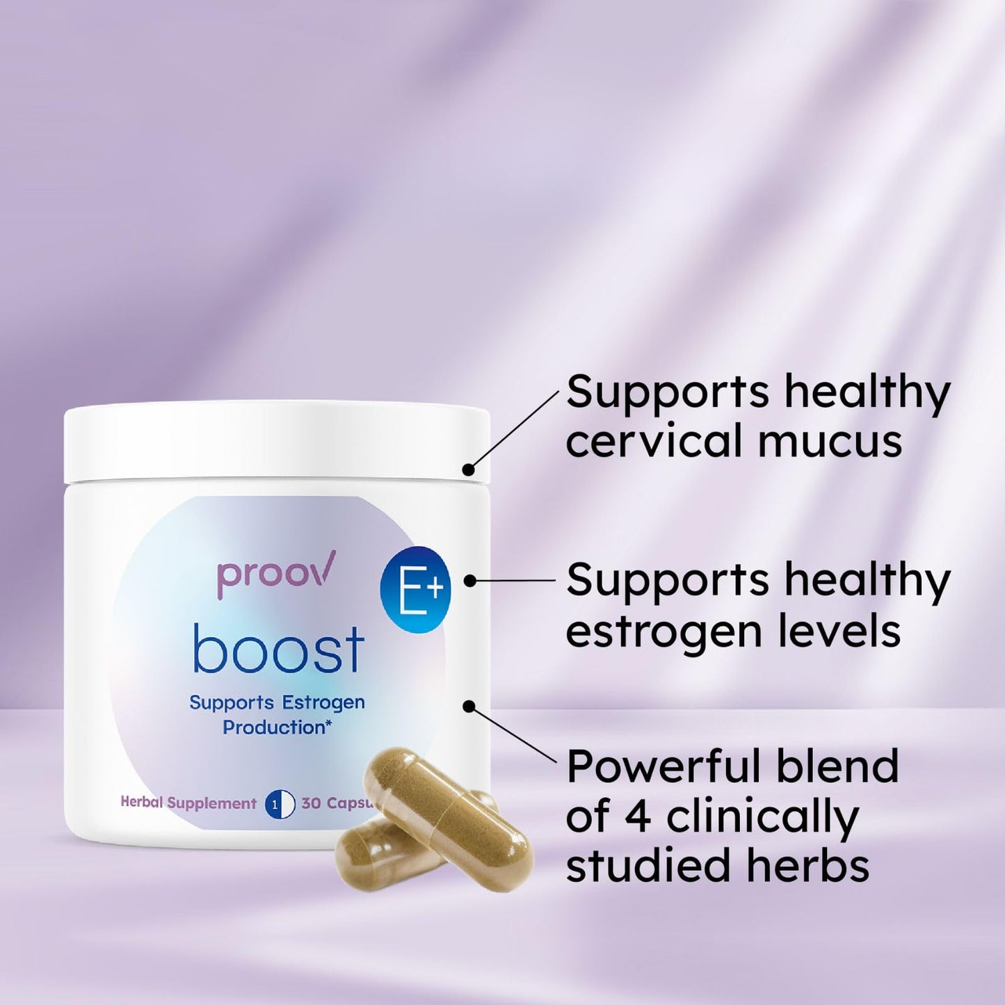 Proov - Boost Supplement for Women - Promotes Estrogen Production - Fertility & Menopausal Support for Women - Hormonal Balance - Evening Primrose Oil Red Clover, Dong Quai, Black Cohosh - 30 Capsules - Maple Wellness Supplements