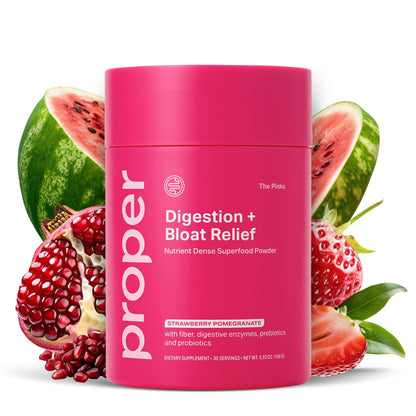 Proper, The Pinks Digestion and Bloat Relief. Drink Mix with Gut Health Probiotics, Prebiotics, Beet Root & Enzymes for Digestive Support. Bloating and Microbiome - Maple Wellness Supplements