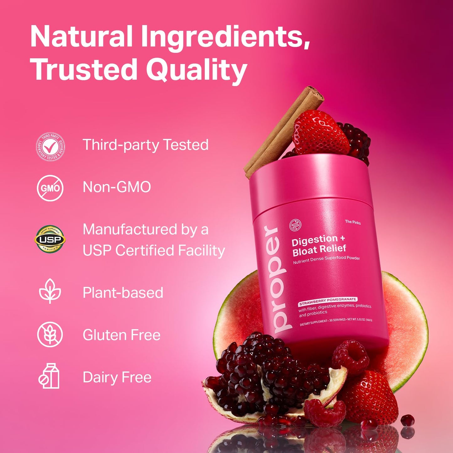 Proper, The Pinks Digestion and Bloat Relief. Drink Mix with Gut Health Probiotics, Prebiotics, Beet Root & Enzymes for Digestive Support. Bloating and Microbiome - Maple Wellness Supplements
