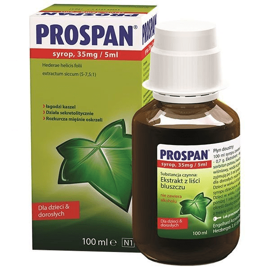 Prospan 35mg/5ml, syrup for adults and children from 2 years of age, 100ml - Maple Wellness Supplements