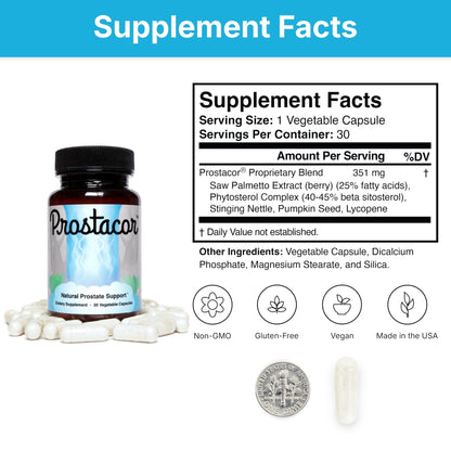 Prostacor - Natural Prostate Support Supplement - Non-GMO, Vegan, Gluten-Free - Maple Wellness Supplements