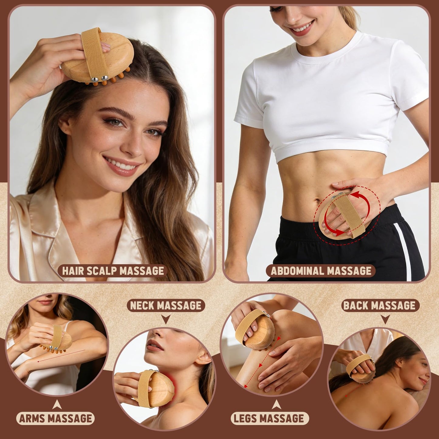 ProSuites Wooden Meridian Massage Body Brush for Cellulite Remover, Cellulite Lymphatic Drainage Massager for Body Shaping - Maple Wellness Supplements