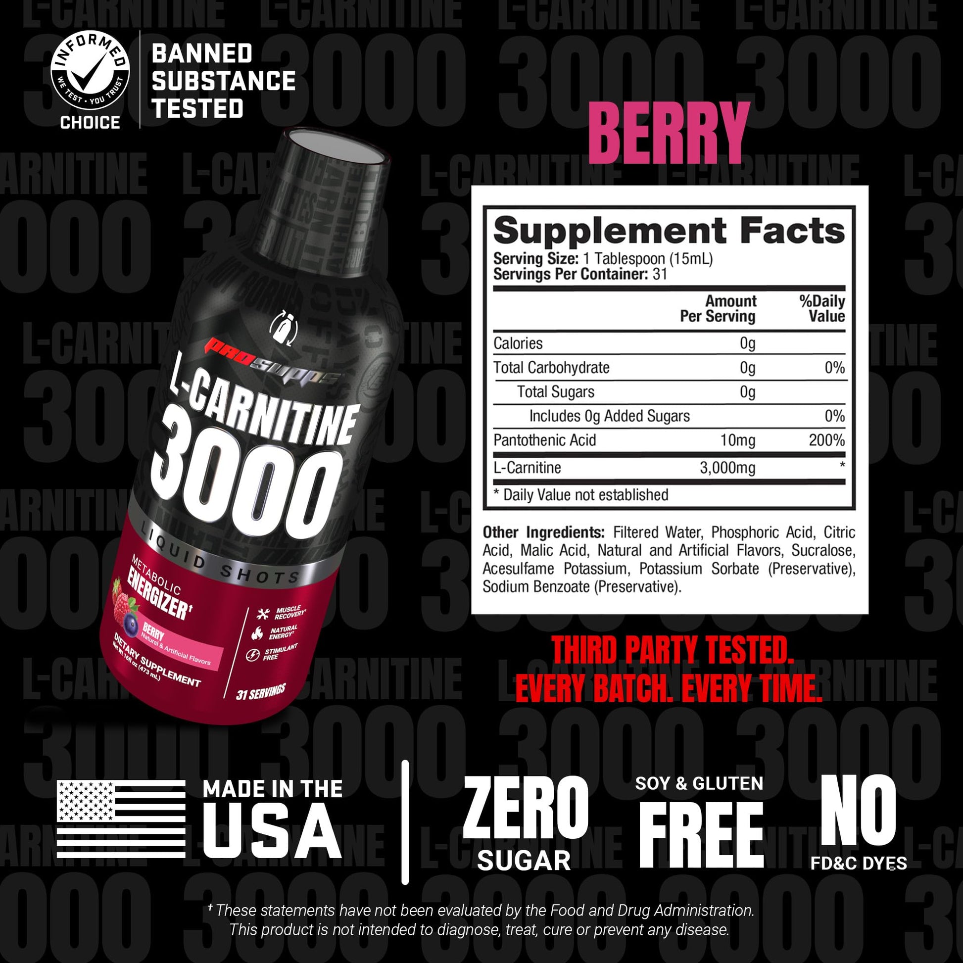 ProSupps L-Carnitine Liquid 3000, Stimulant-Free Liquid Shots for Men & Women - Clean Workout Drink for Energy, Performance & Muscle Recovery - Maple Wellness Supplements