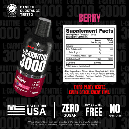 ProSupps L-Carnitine Liquid 3000, Stimulant-Free Liquid Shots for Men & Women - Clean Workout Drink for Energy, Performance & Muscle Recovery - Maple Wellness Supplements