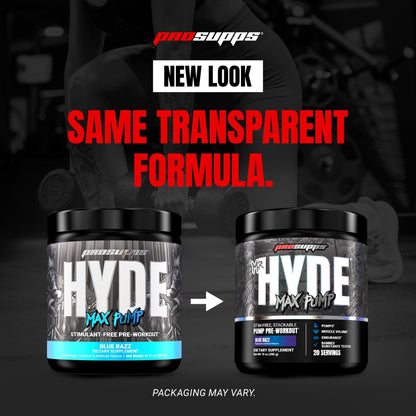 ProSupps Mr. Hyde Max Pump Pre Workout Powder - Stim-Free Preworkout Supports Blood Flow, Muscle Volume & Endurance - Caffeine-Free Nitric Oxide Gym & Fitness Supplements - Maple Wellness Supplements