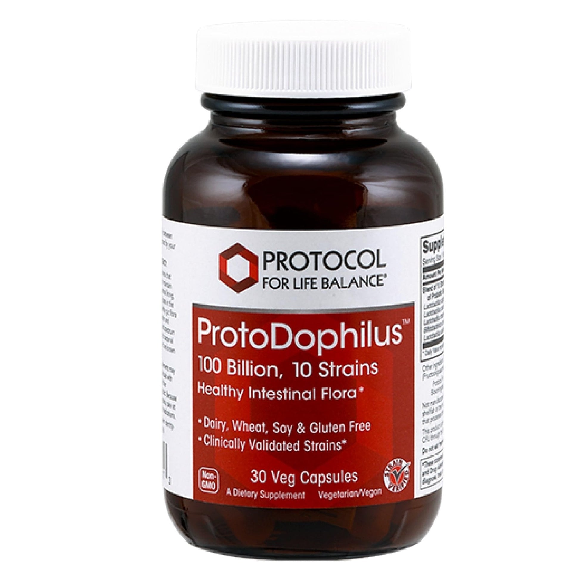 PROTOCOL FOR LIFE BALANCE Proto Dophilus 100 Billion 10 Strains - Support Digestive Gut Health Immune System & Detox - Dairy, Wheat, Soy & Gluten Free - Vegan & Nut Free - 30 Veg Capsules - Maple Wellness Supplements