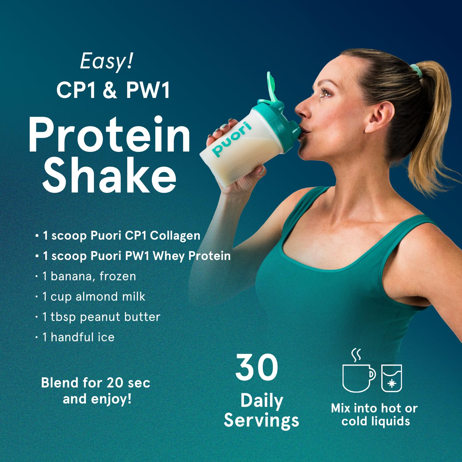 Puori Pure Collagen Peptides Powder, Unflavored - 10g of Grass-Fed Hydrolyzed Bovine Collagen Supports Skin Health, Hair & Nail Strength, Joint Pain & Mobility Support - 30 Servings - Maple Wellness Supplements